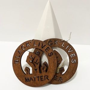 Black Lives Matter Wooden Circle Earrings